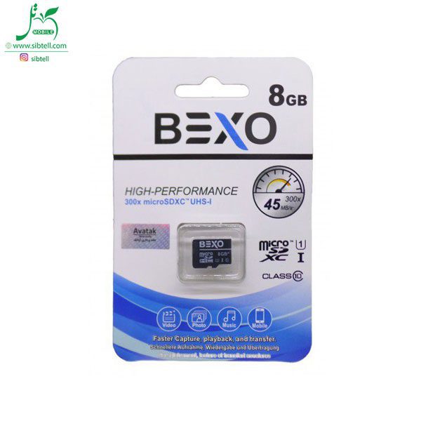 کارت حافظه microSDHC Bexo با ظرفیت 8 گیگ کلاس 10 استاندارد UHS-I