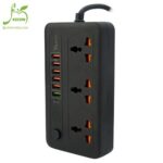 چند راهی ۳ خانه برق وریتی PS 3114 با کابل ۲ متری + شارژر USB