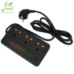 چند راهی ۳ خانه برق وریتی PS 3114 با کابل ۲ متری + شارژر USB